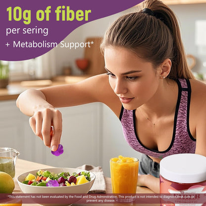 Migcopat 10G Fiber Gummies for Adults, No Sugar Added Grape Flavor, Fiber Supplement with 30 Billion CFU Probiotics Blend, ACV, Vitamin C,