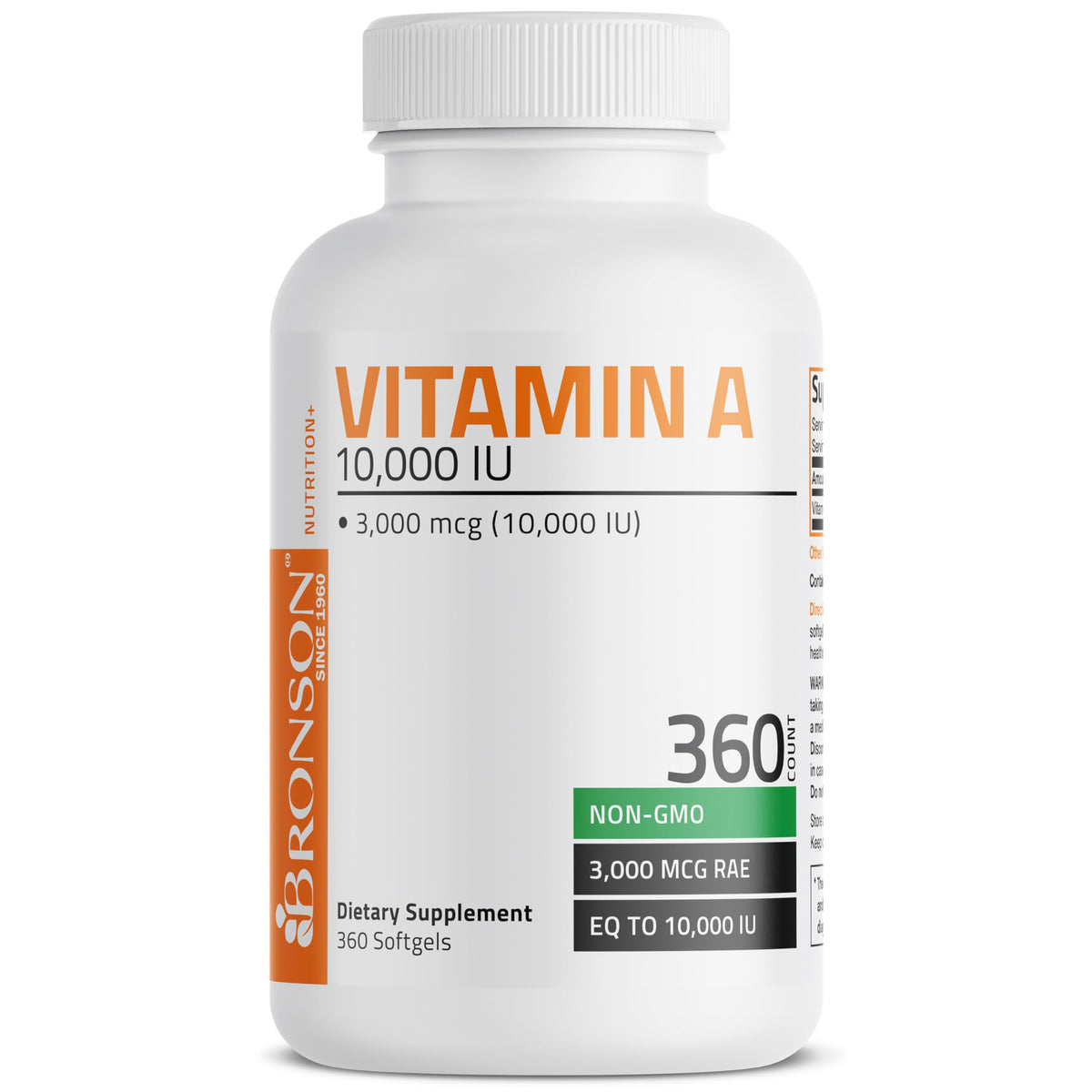 Bronson Vitamin A 10,000 IU Premium Non-GMO Formula Supports Healthy Vision & Immune System and Healthy Growth & Reproduction, 360 Softgels