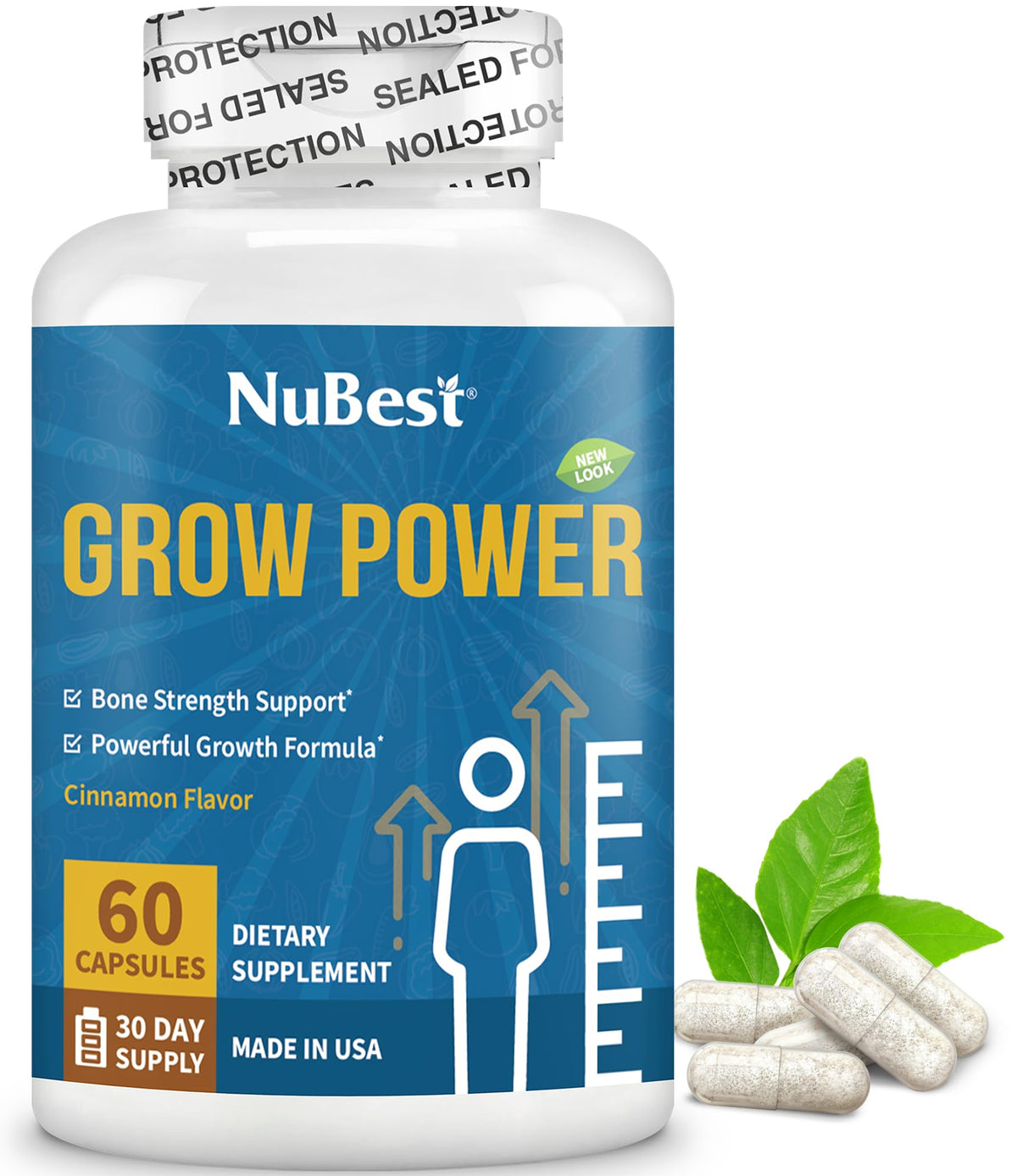 NuBest Grow Power - Calcium Supplement, Magnesium Supplement with Vitamin D3, B6, Zinc, Phosphorus and Multivitamin for Strong Bones, Overall Health for Age 10+ | 60 Capsules | 1 Month Supply NuBestBuy Supplements Australia