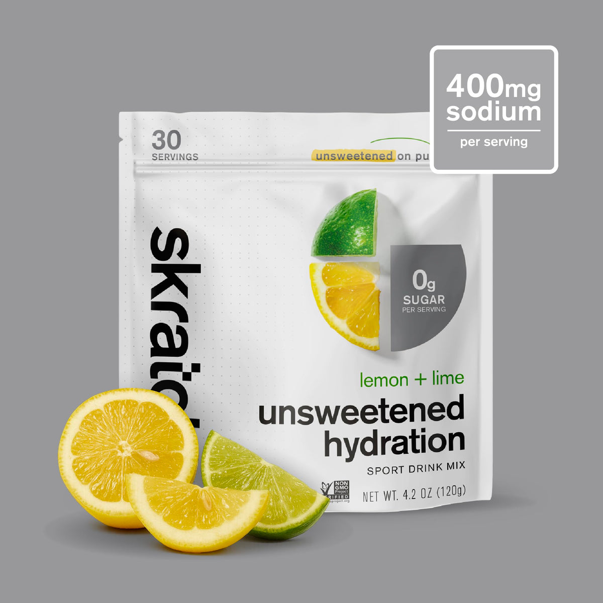 Skratch Labs Unsweetened Hydration Sport Drink Mix | Sugar Free | Electrolytes Booster | Lemon + Lime - 30 Servings | Non-GMO