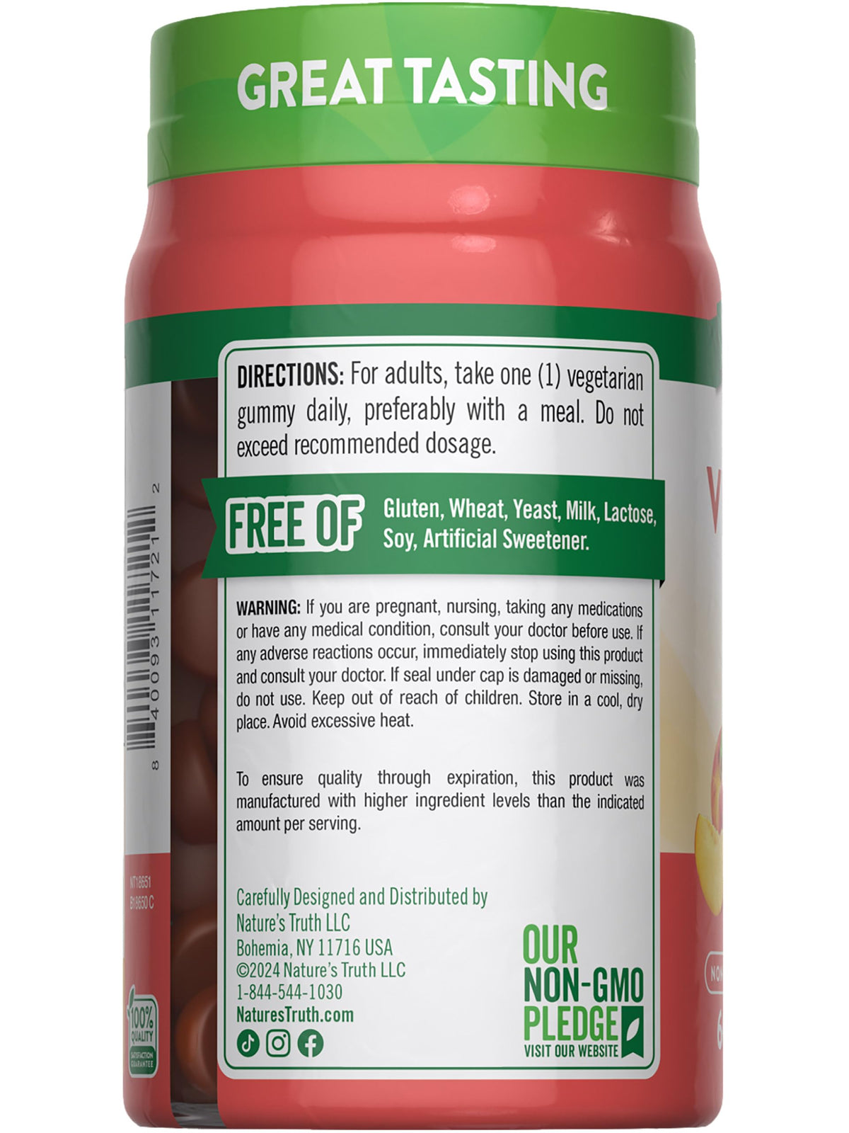 Nature's Truth Vitamin D3 Gummies | 5000 IU | 60 Count | Peach Flavor | Vegetarian, Non-GMO & Gluten Free Supplement
