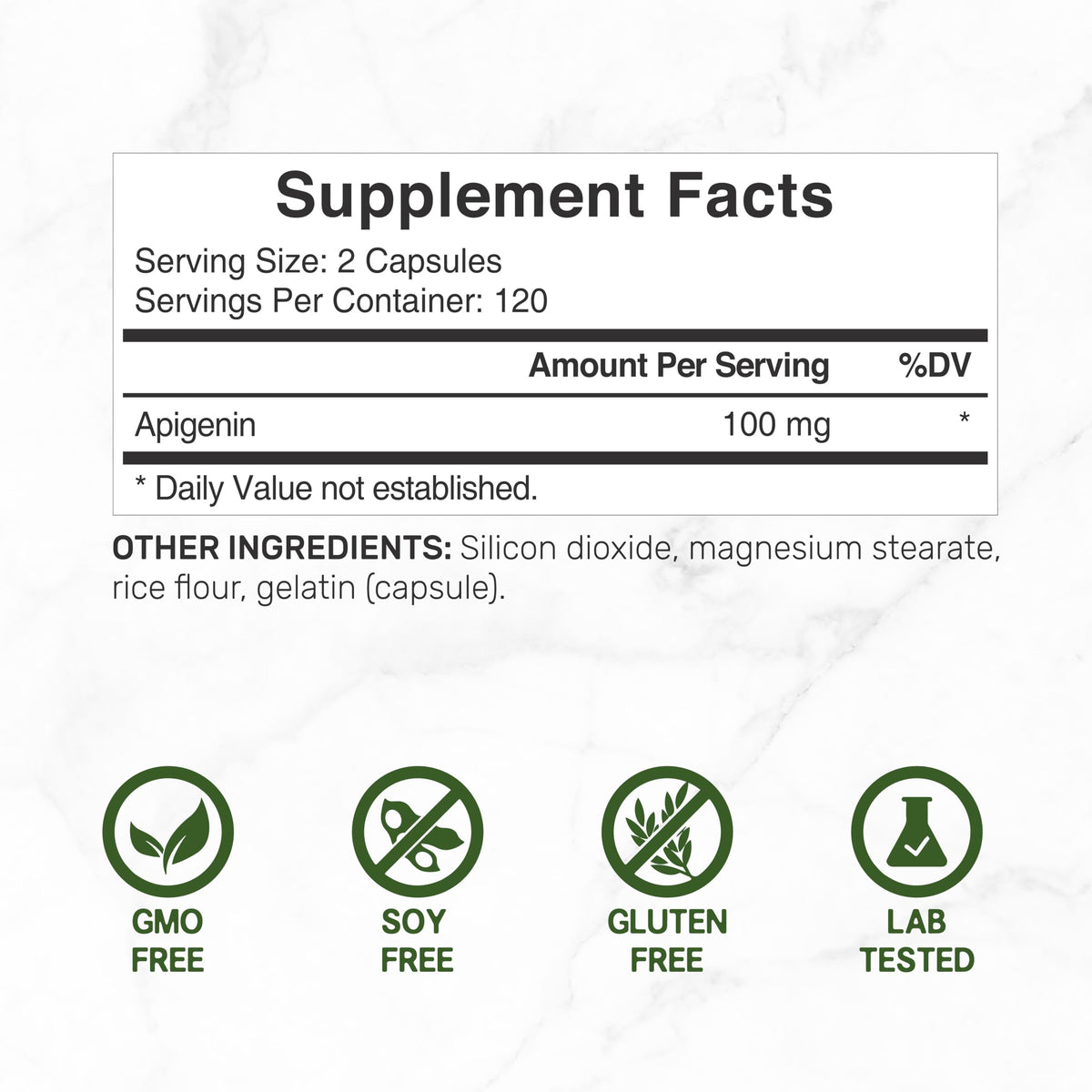 Apigenin, 100mg Per Serving, 240 Capsules – Raw Plant Extract from Chamomile Flower – Active Bioflavonoids & Antioxidants