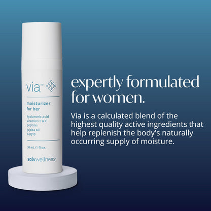 Via by Solv Wellness Vaginal Moisturizer Cream for Women, Non-Hormonal, Water-Based, Made with Hyaluronic Acid, Vitamins, Peptides, Jojoba Oil, 30 ml Solv Wellness buy supplements Au