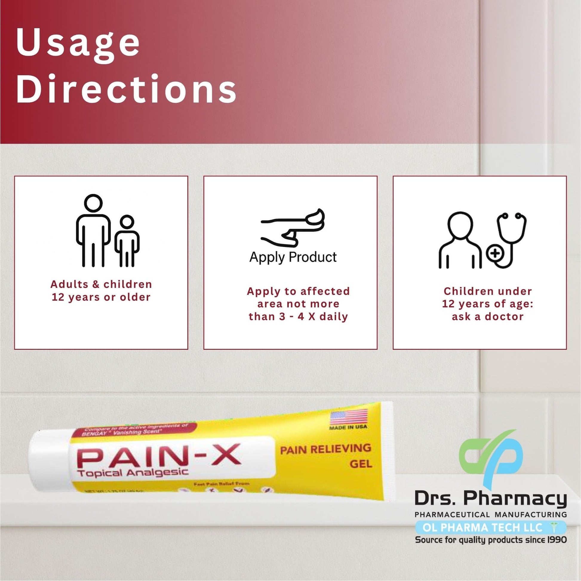 Drs. Pharmacy Pain-X Menthol Cream – Targeted Muscle & Joint Relief – 1.75 oz, Made in USA Drs. PharmacyBuy Supplements Australia