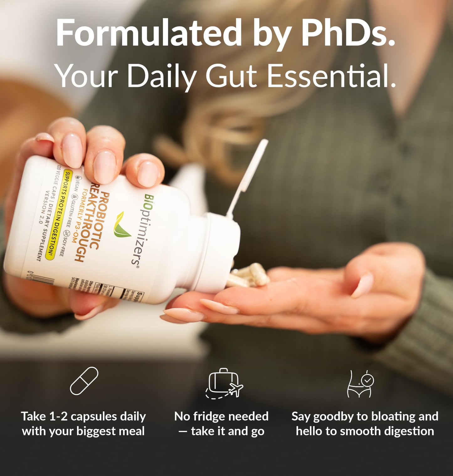 BIOptimizers Probiotic Breakthrough – Lactobacillus Plantarum OM Probiotics & Prebiotics Health Supplement for Gut, Digestive & Immune Support Probiotics