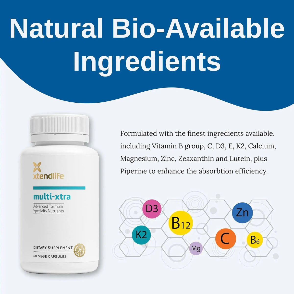 Xtendlife Multi-Xtra Multivitamin for Immune, Heart & Energy Support - 40+ Bioavailable Vitamins, Minerals, Antioxidants & Herbs Xtendlife
