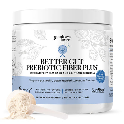 Goodness Lover Better Gut Prebiotic Fiber Plus, Digestive Health Supplement for Gut Health Support, Bloat Relief & Regularity Support, 30 Servings