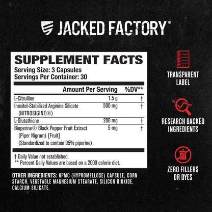 Jacked Factory N.O. XT Nitric Oxide Supplements for Men w/Nitrosigine L Arginine L Citrulline Supplement for Muscle Pumps & Vascularity - Pre Workout Nitric Oxide Booster & Muscle Builder - 90 Caps Jacked FactoryBuy Supplements Australia
