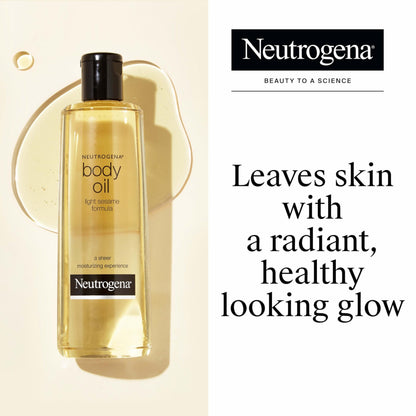 Neutrogena Body Oil Light Sesame Formula, 16 fl oz, Radiant Glow Moisturizer for Dry Skin