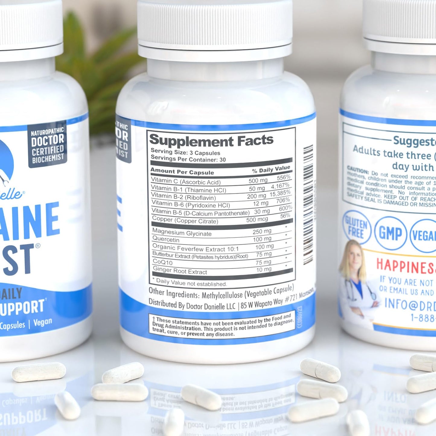 Best Migraine Relief Product with Magnesium - Migraine Assist Supplement with Quercetin, Feverfew, Butterbur, CoQ10 from Dr. Danielle, 90 Capsules Doctor DanielleBuy Supplements Australia