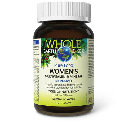 Natural Factors Whole Earth & Sea Women's Multivitamin & Mineral, Whole Food Supplement, Vegan, 120 Tablets Natural Factors