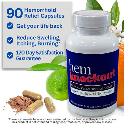 Hem Knockout Internal Hemorrhoid Relief Supplement- Fast-Acting Pills for Pain, Swelling & Bleeding - Natural Vein Strengthening Formula - 90 Day Supply - Made in USA Hem KnockoutBuy Supplements Australia
