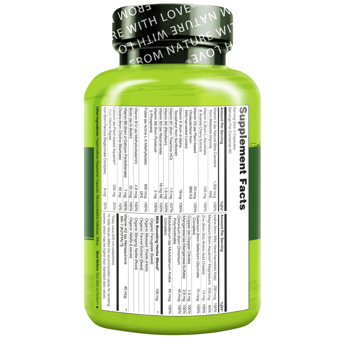 NATURELO Postnatal Multivitamin - Supplement for Breastfeeding Women - Plant-Based Vitamin D, Folate, Gentle Iron NATURELO