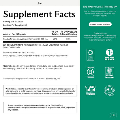 Needed. Prenatal Iron Supplement - Pregnancy, Breastfeeding, Postpartum - Aids Energy, Birth Weight & Baby's Neural Development