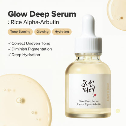 Beauty of Joseon Glow Deep Serum Rice Alpha-Arbutin for Uneven Dull Skin Tone, Daily Korean Skin Care
