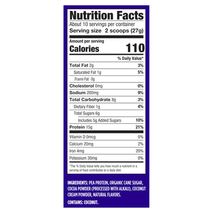 Vega Protein Made Simple - 15g Plant-Based Pea Protein, Chocolate, 10 Servings, Stevia Free, No Artificial Sweeteners or Gums, Non-GMO, Gluten Free, Dairy Free, 9.6oz (Packaging May Vary)