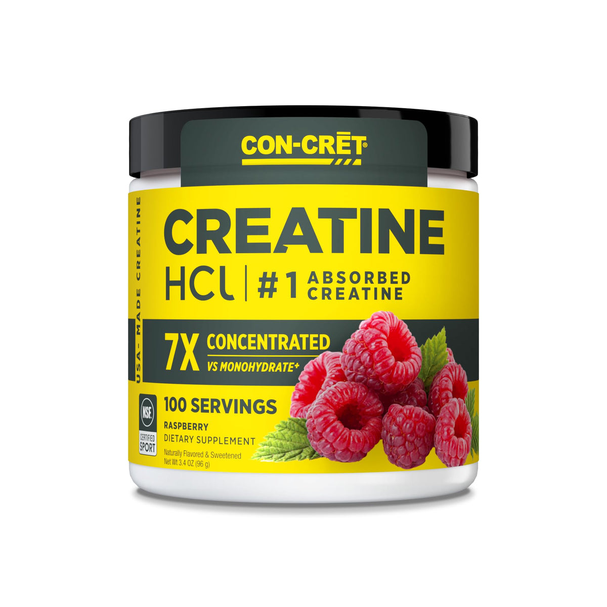CON-CRET Creatine HCl Powder | Muscle, Cognitive, Cellular Energy Support | No Bloating or Cramps | USA Made & NSF Certified