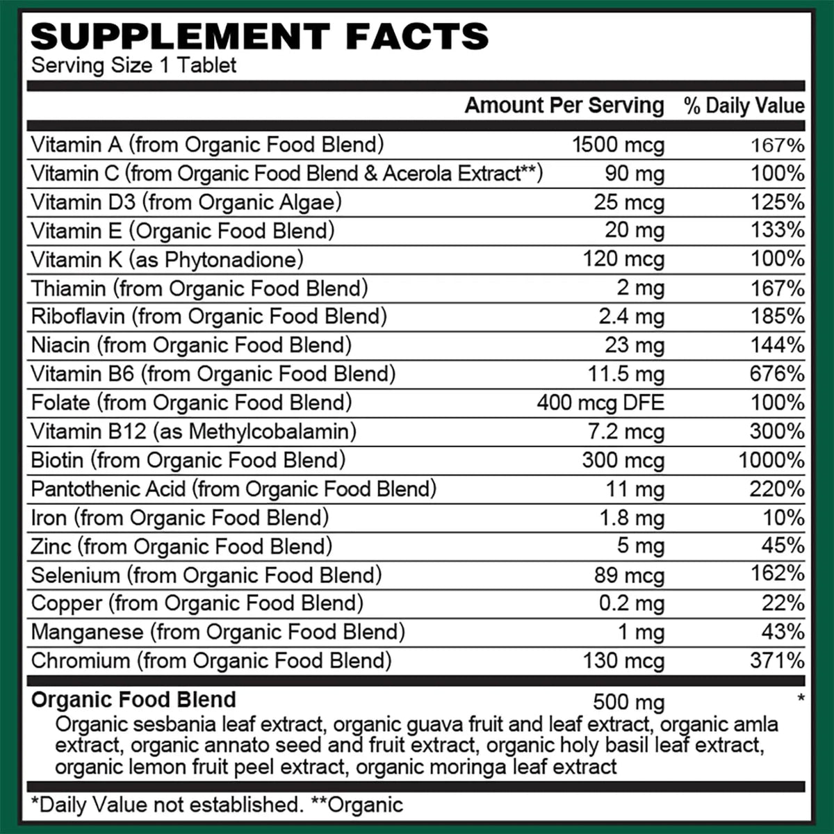 PlantFusion Organic Multivitamin for Men - One Daily Whole Food Blend Men's Multivitamin - Vegan, Non-GMO PlantFusion
