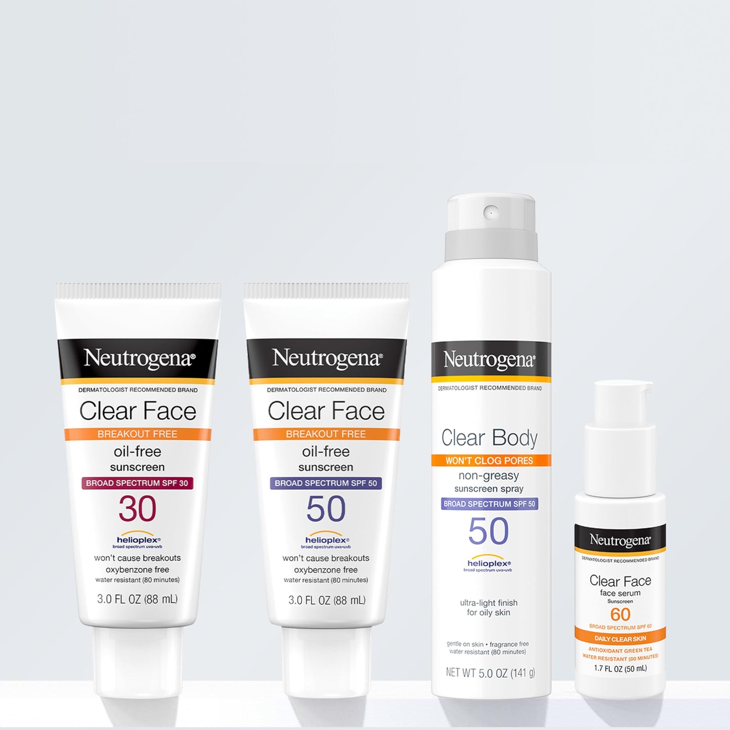 Neutrogena Clear Face Sunscreen Lotion for Acne-Prone Skin, Broad Spectrum SPF 50, Sunscreen for Face & Oily Skin