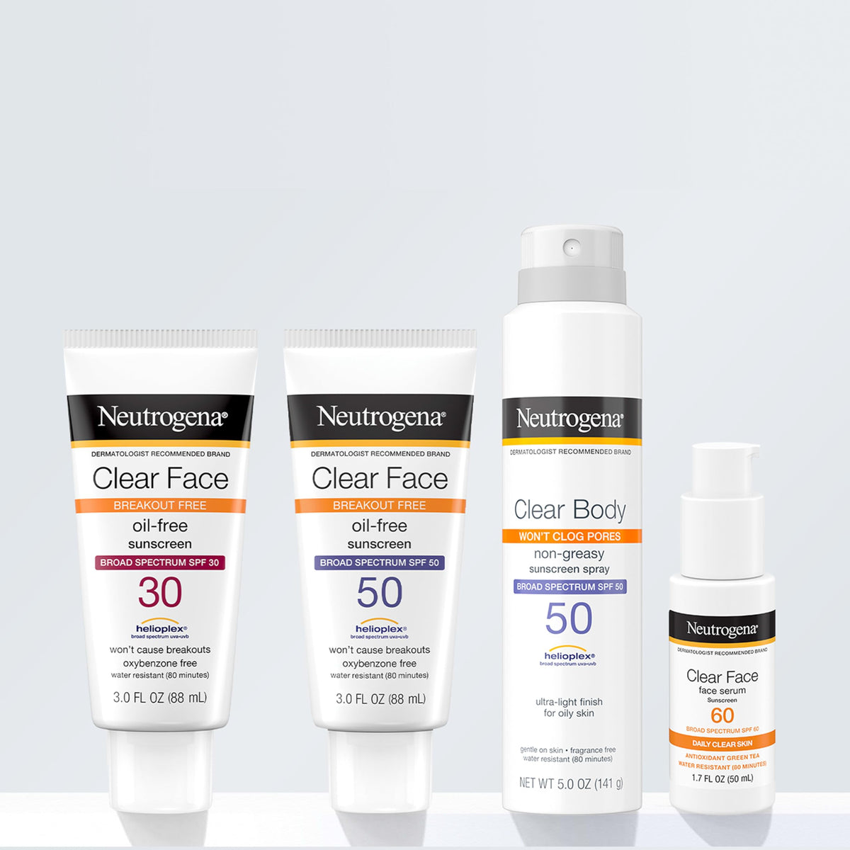 Neutrogena Clear Face Sunscreen for Acne-Prone Skin SPF 30, Broad Spectrum Facial Sunscreen Lotion, Lightweight, Non Comedogenic, Oil-, Fragrance- & Oxybenzone