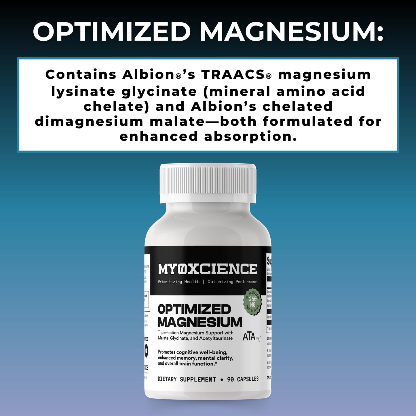 MYOXCIENCE Optimized Magnesium Glycinate + Magnesium Taurate (as ATAmag®) for High Brain Bioavailability to Support Stress Relief and Sleep | 30 Servings MYOXCIENCE buy supplements Au