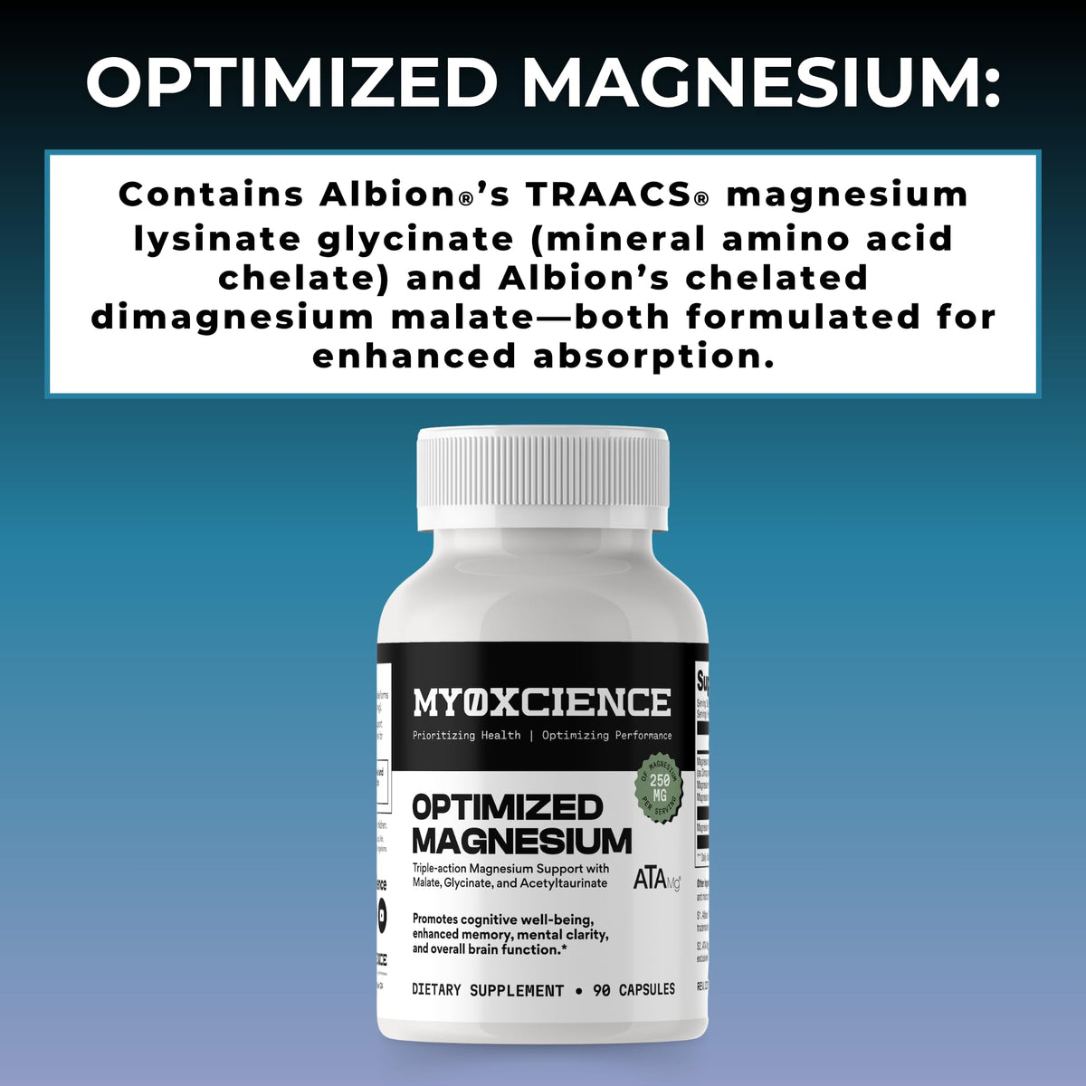 MYOXCIENCE Optimized Magnesium Glycinate + Magnesium Taurate (as ATAmag®) for High Brain Bioavailability to Support Stress Relief and Sleep | 30 Servings MYOXCIENCE buy supplements Au