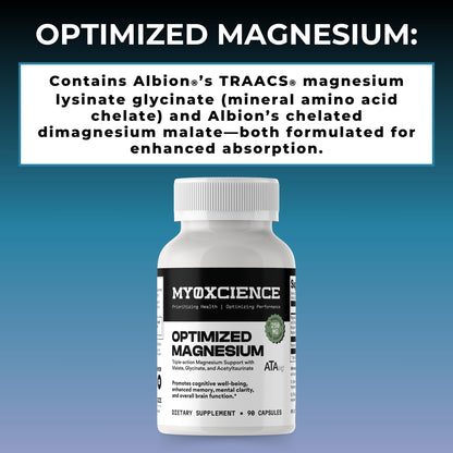 MYOXCIENCE Optimized Magnesium Glycinate + Magnesium Taurate (as ATAmag®) for High Brain Bioavailability to Support Stress Relief and Sleep | 30 Servings MYOXCIENCE buy supplements Au
