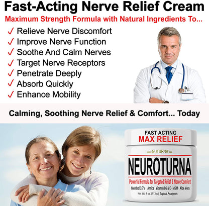 Neuropathy Nerve Cream - Fast Acting for Feet Hands Legs Toes - Ultra Strength Menthol, Arnica, Aloe Vera, MSM, Natural Soothing Nerve Comfort - Extra Large 8 oz NuturnaBuy Supplements Australia