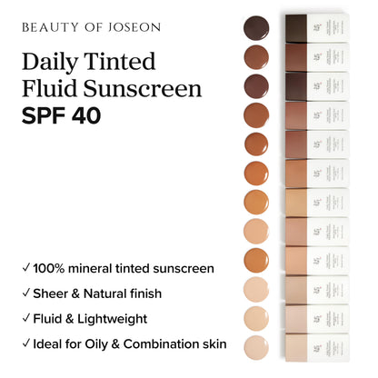 Beauty of Joseon Daily Tinted Fluid Sunscreen 12 Shades for Face Moisturizing Broad Spectrum SPF 40 Korean Skincare 50ml, 1.69 fl.oz #LN110 Beauty of JoseonBuy Supplements Australia
