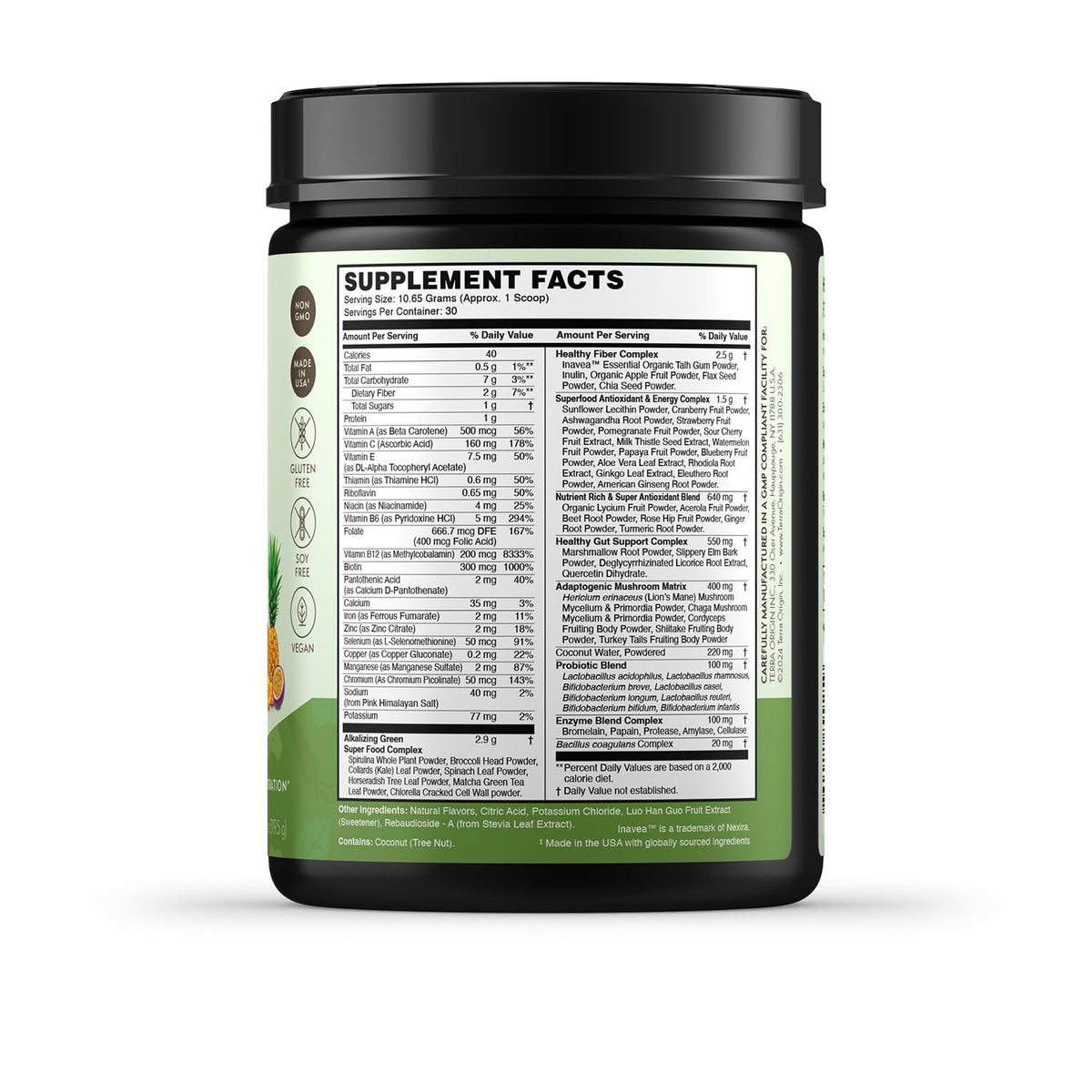 TERRA ORIGIN Healthy Greens Powder Supplement | Superfood Digestive Enzyme & Probiotic Blends | Immune, Gut, and Digestive Support for Women