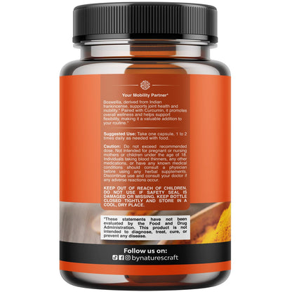 Boswellia Extract Capsules with Turmeric - Advanced Immune Health Support Supplement - Turmeric & Boswellia Serrata Capsules 500mg per Serving for Body Detox & Healthy Joints - 90 Count Natures Craft buy supplements Au