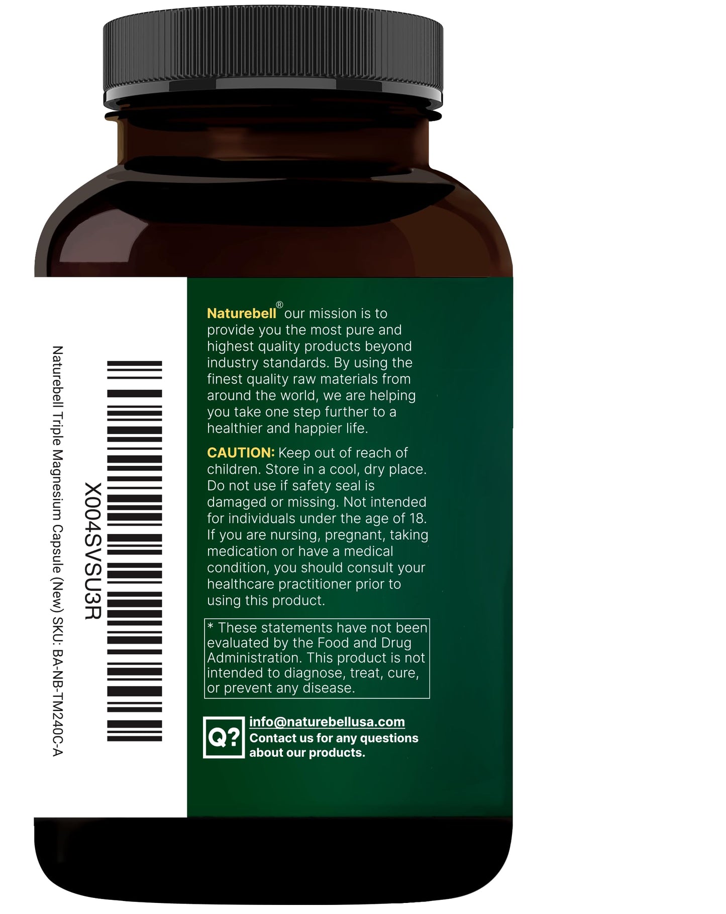 NatureBell Magnesium Complex for Women & Men 1,000mg Per Serving – 240 Capsules – Triple Magnesium Complex with Glycinate, Citrate & Malate – Chelated & Purified – Non‑GMO, Filler Free NatureBell buy supplements Au