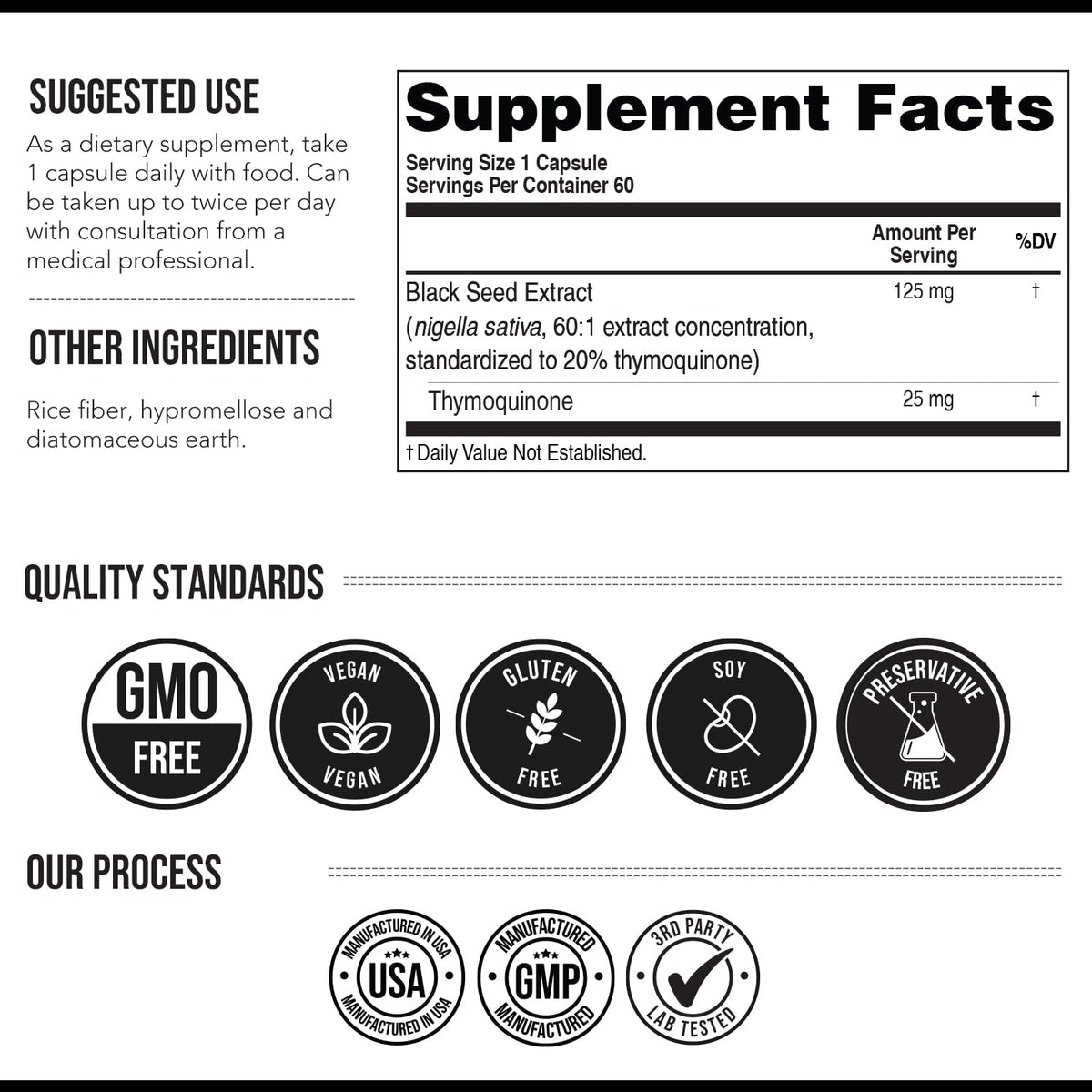 20% Thymoquinone Black Seed Extract Capsules - TQ-Advanced 4X®: Potent Thymoquinone Concentration Available - 60:1 Concentrate from Nigella Sativa