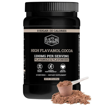 Black Forest High Flavanol Cocoa Powder (1200mg Flavanols & Flavonoids Supplements)10X More Flavanols (Epicatechin) Than Cocoa & 600mg of Epicatechin Supplement