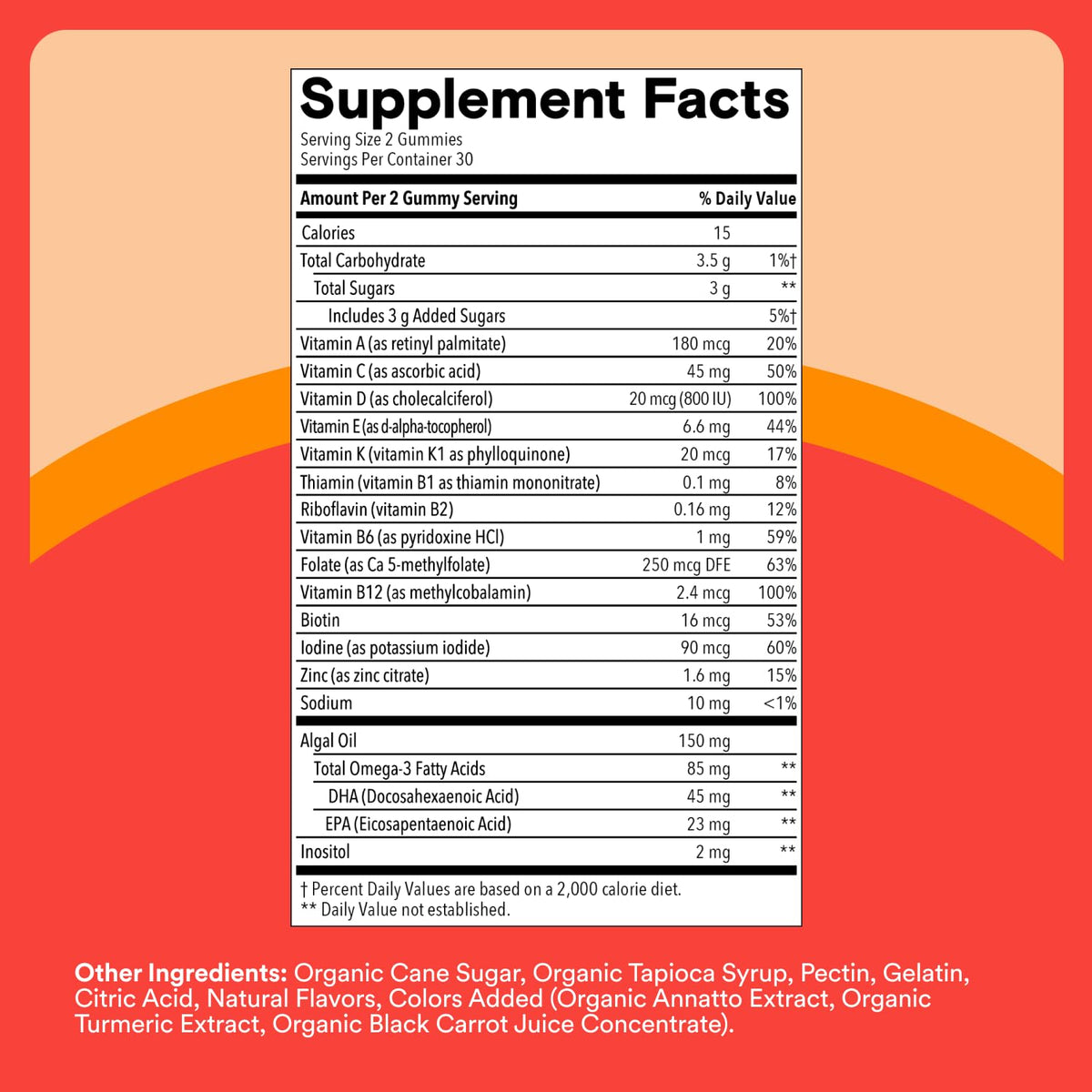 SmartyPants Kids Multivitamin Gummies with Omega 3 DHA/EPA, Vitamins D3, C, B12, B6, A, K, and Zinc, Gluten Free