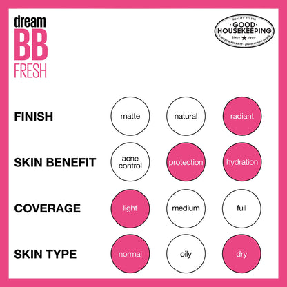Maybelline Dream Fresh Skin Hydrating BB cream, 8-in-1 Skin Perfecting Beauty Balm with Broad Spectrum SPF 30