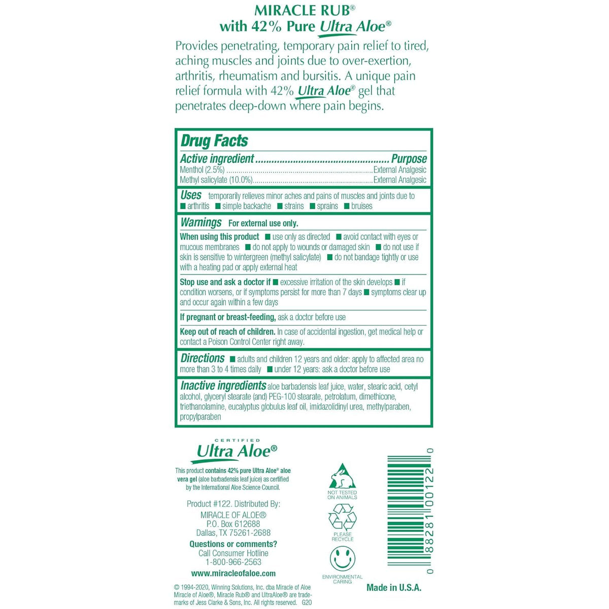 Miracle of Aloe Miracle Rub Pain Relieving Cream 32 oz, Fast & Effective Relief for Arthritis, Muscle, and Joint Pain - Maximum Strength UltraAloe Formula, Topical Analgesic Miracle of AloeBuy Supplements Australia
