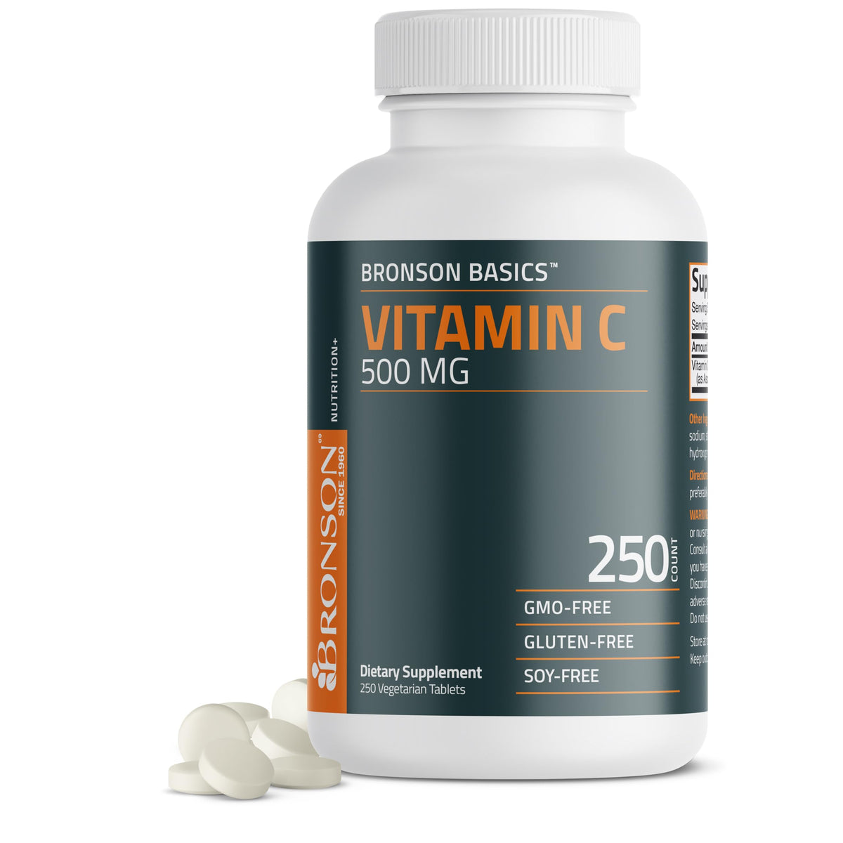 Bronson Vitamin C 500 MG Supports a Healthy Immune System & Antioxidant Protection, Non-GMO, 250 Vegetarian Tablets