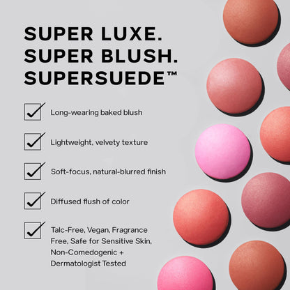 Saie Blush & Brush Duo - SuperSuede Baked Blush in Stella (.01 oz) & Powder Blush Brush - Talc-Free, Moisturizing Blush with Vegan, Fluffy Brush for Seamless Application SaieBuy Supplements Australia
