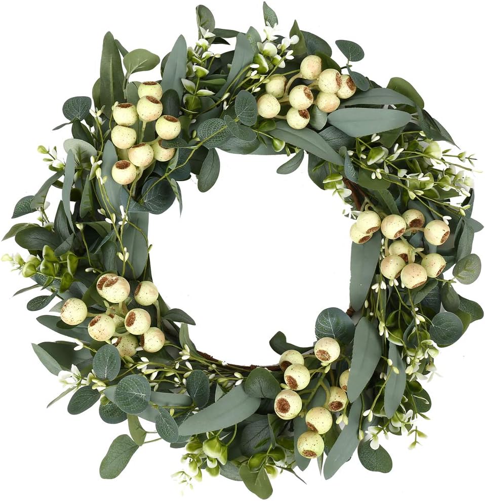 JINGHONG Eucalyptus Wreaths for Front Door 20 Inch Green Home Decor for Wall Porch Window