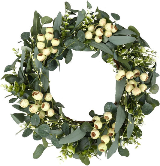 JINGHONG Eucalyptus Wreaths for Front Door 20 Inch Green Home Decor for Wall Porch Window