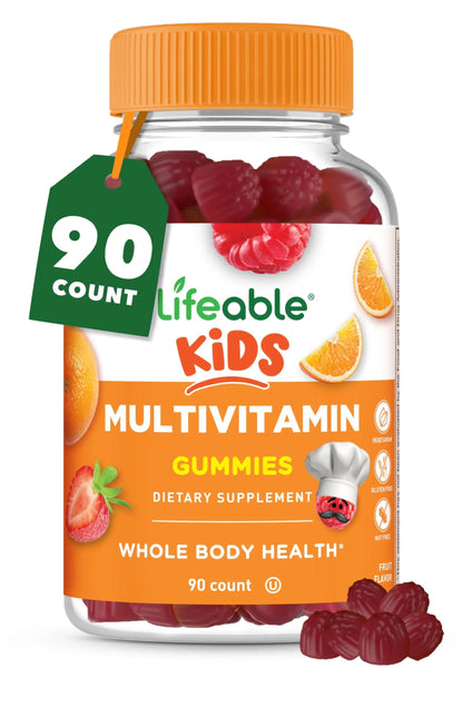 Lifeable Kids Multivitamin Gummies | Great Tasting Multivitamin for Kids | with Vitamins A, C, D, E, B6, B12, Zinc, Biotin Lifeable