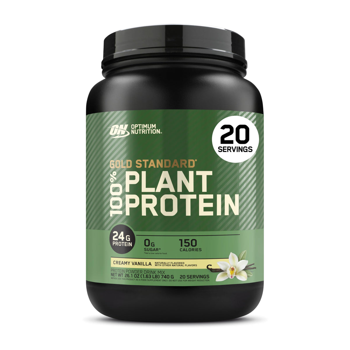 Optimum Nutrition Gold Standard 100% Plant Based Protein Powder, Gluten Free, Vegan Protein for Muscle Support and Recovery with Amino Acids - Creamy Vanilla, 20 Servings (Packaging May Vary)