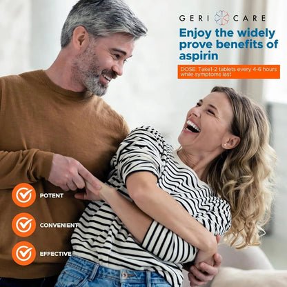 GeriCare Enteric Coated Aspirin Tablets 325mg (200 Count) NSAID Pain Reliever & Fever Reducer for Adults- Regular Strength Aspirin for Headache Arthritis Menstrual & Muscle Pain GeriCareBuy Supplements Australia