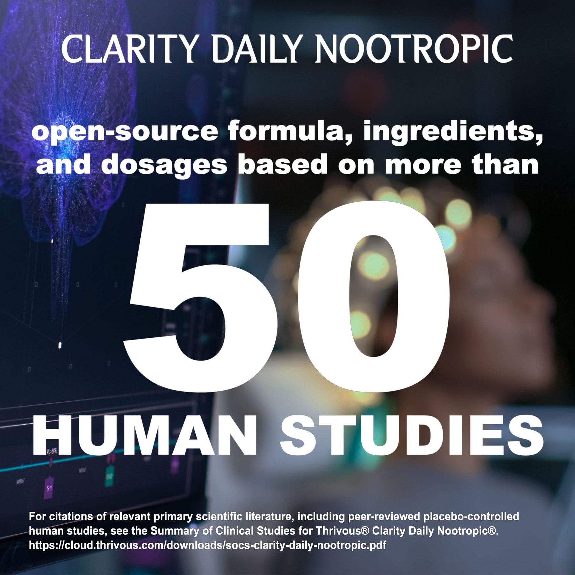 Thrivous Clarity Daily Nootropic – Cognitive Support & Mood Formula with Bacopa (Synapsa®), L-Theanine, Rhodiola Rosea, Vitamin B Complex & Zinc Picolinate – 60 Vegan Capsules ThrivousBuy Supplements Australia