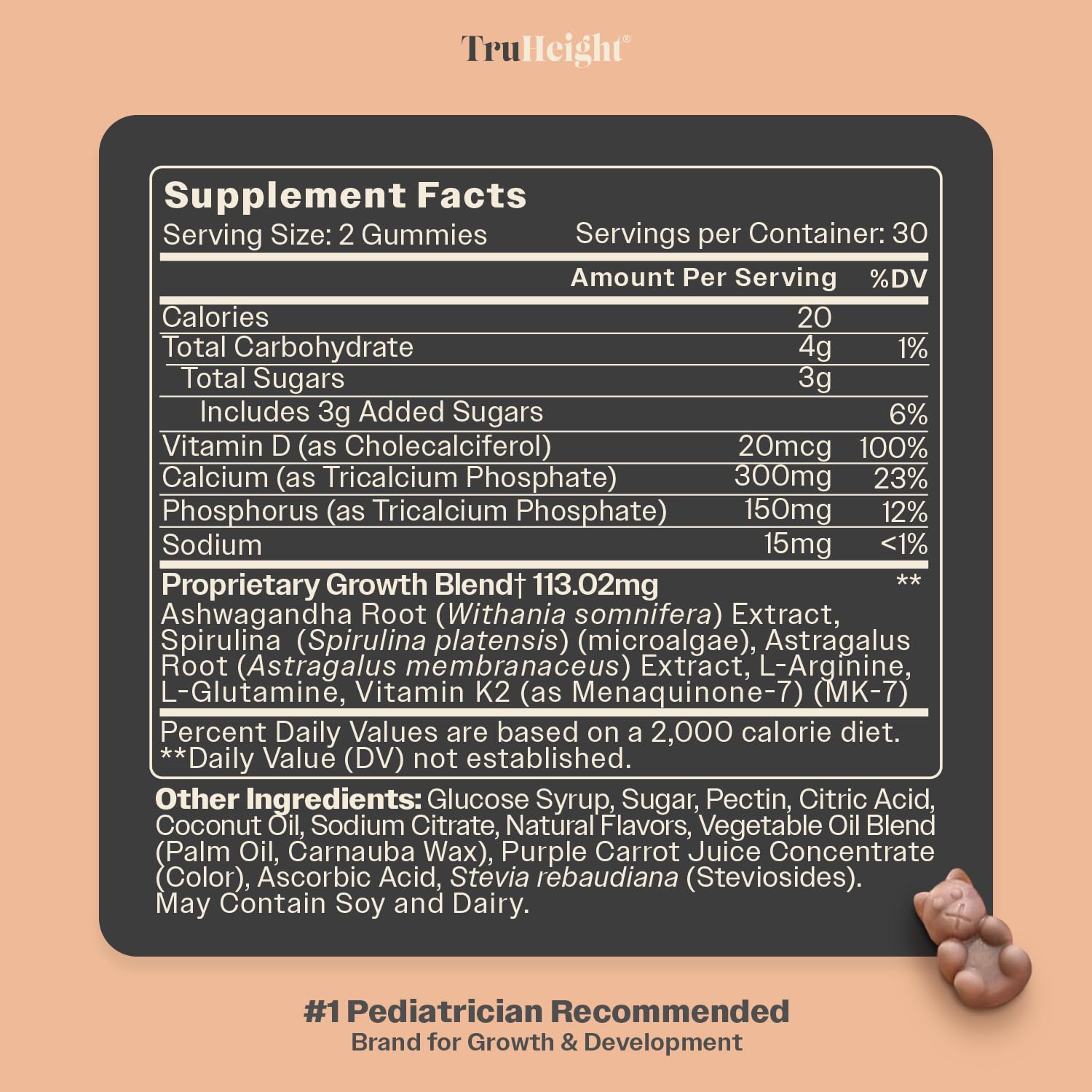 TruHeight Growth Gummies (Watermelon) Tall Nutrition for Natural Growth Supplement for Kids & Teens - Vitamin D, K, Calcium & Ashwagandha, Bone Strength Vitamins D3 K2, Picky Eater, Taller Ages 5+ ProHeightBuy Supplements Australia