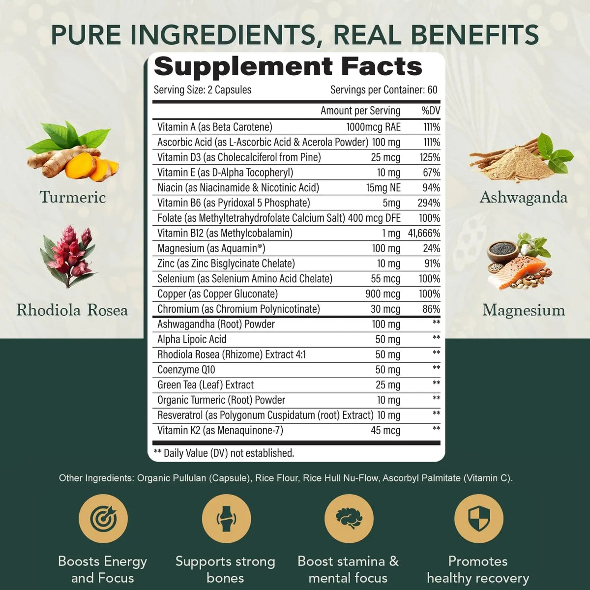 Multivitamin for Men with Vitamin D, K2, Zinc, Vitamin B12, A, E, B6, Calcium – Immune Health & Energy Support Daily Mens Multivitamins Elements of LIfe