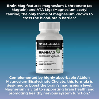 Magnesium L-Threonate + Mag Acetyl-Taurate (ATA Mag) + Mag Glycinate | Promotes Cognitive Well-Being, Enhanced Memory, Mental Clarity and Overall Brain Function | 120 Capsules MYOXCIENCE buy supplements Au