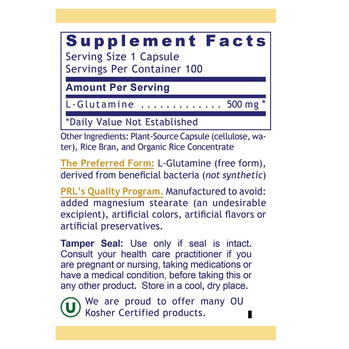 Premier Glutamine by Premier Research Labs --100 caps Premier Research LabsBuy Supplements Australia