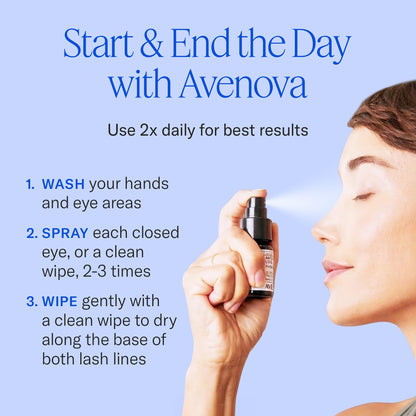 Avenova Eyelid and Eyelash Cleanser Spray - 20ml Bottle - Gentle Everyday Pure Hypochlorous Acid Spray for Eye Irritation